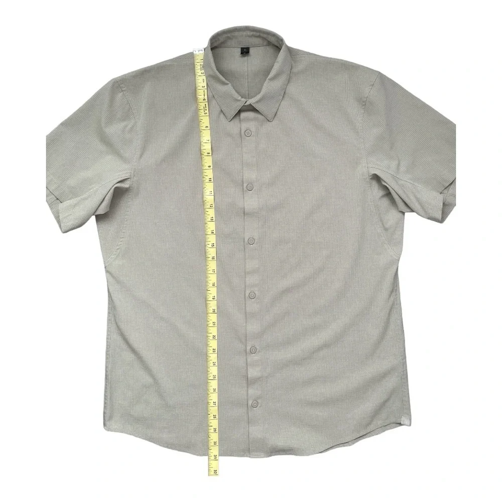 Lululemon Airing Short Sleeve Button Down Shirt, Tan, Size X Large - Picture 4 of 6